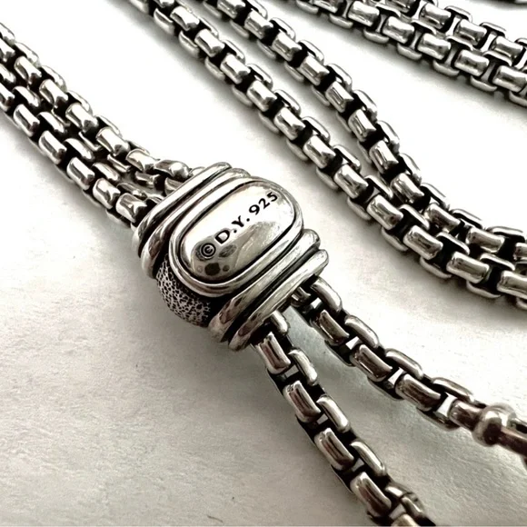 David Yurman Renaissance tassle diamonds adjustable 40 inch box chain necklace
